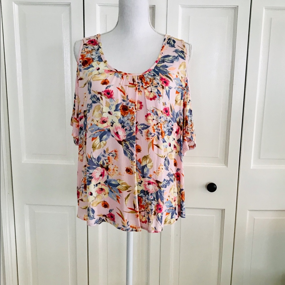 Floral Cold Shoulder Peasant Top